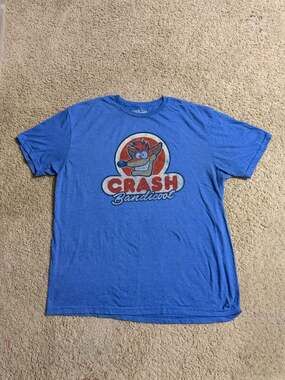 Crash Bandicoot Men's Distressed Graphic T-Shirt XL Blue